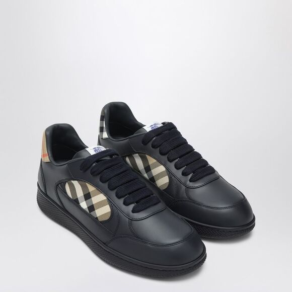Burberry Men's Indigo Blue Leather And Check Sneaker Terrace - Picture 1 of 2